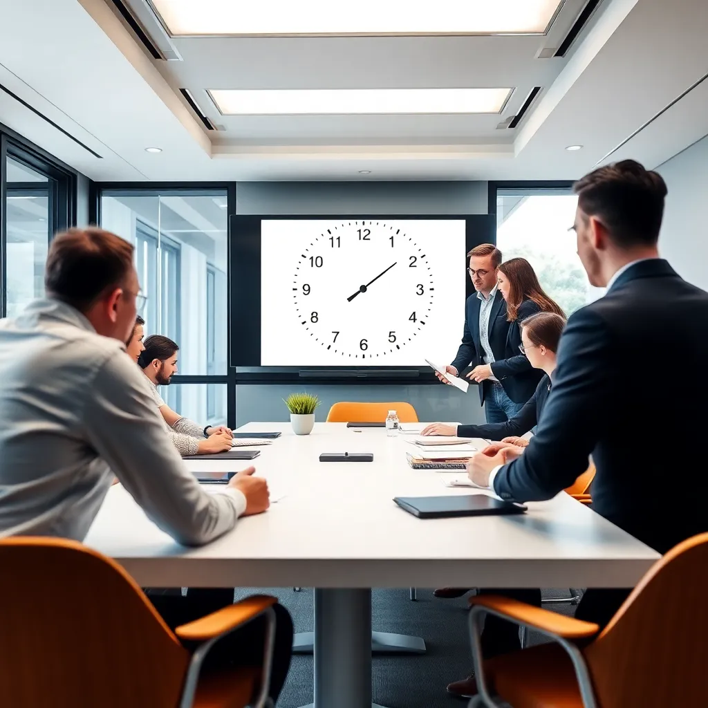 Professionele workshop over tijdsbeheer in een moderne Belgische vergaderruimte